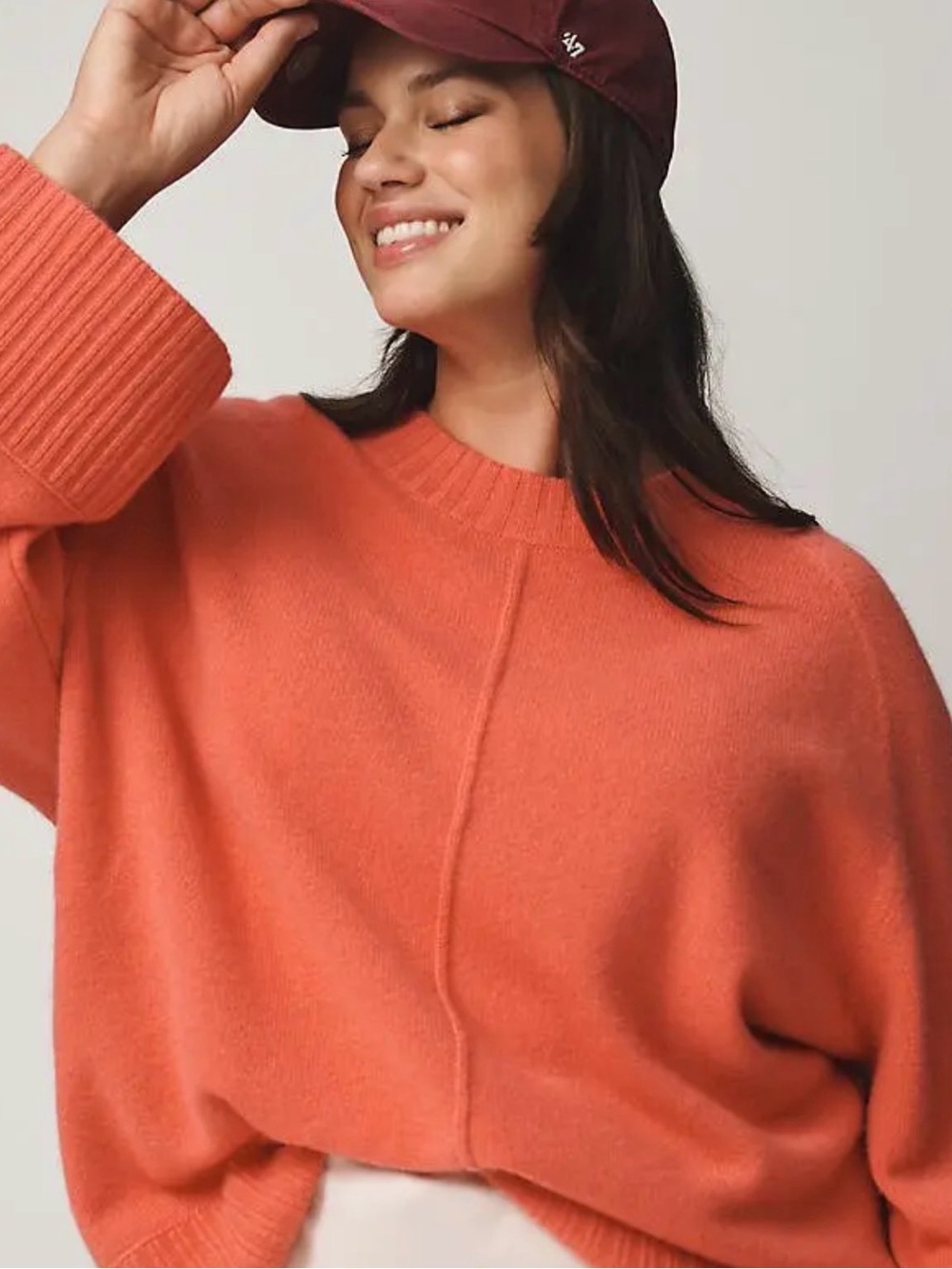 Maeve by Anthropologie Coral-Orange Crewneck Sweater